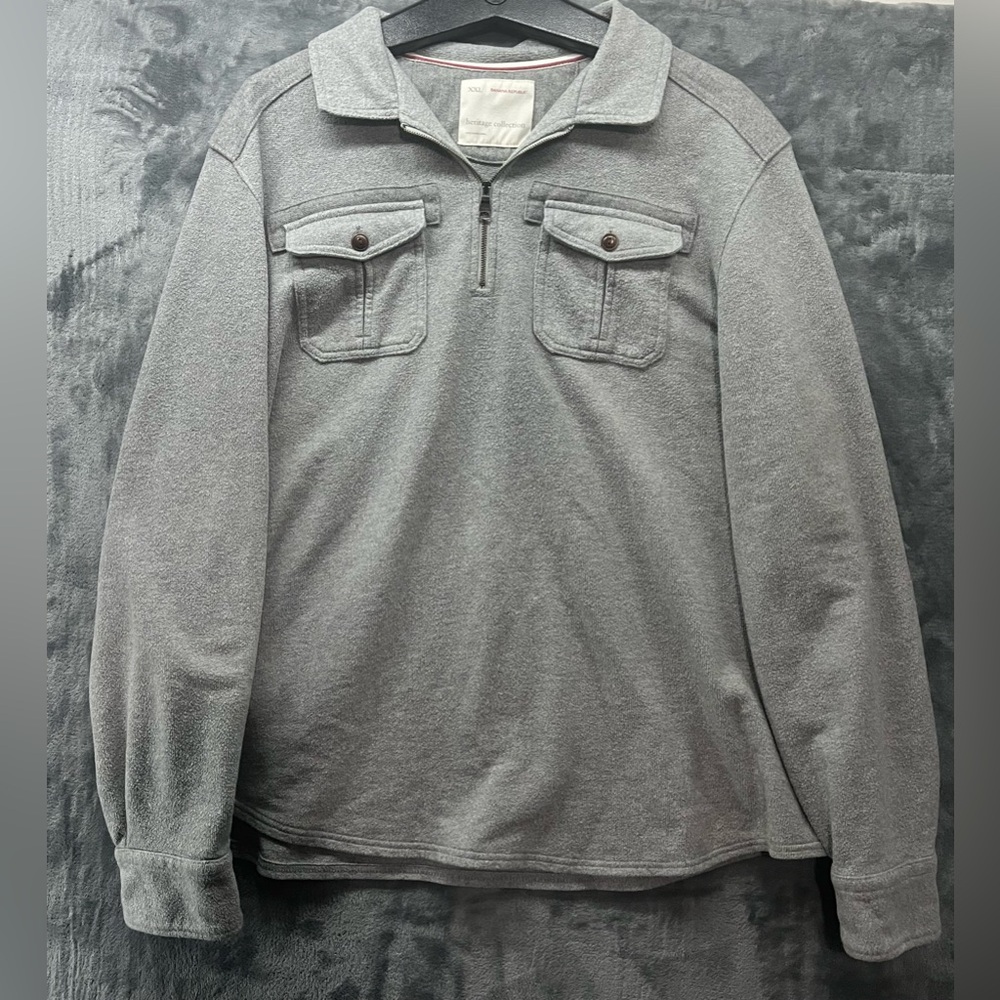 Banana Republic Men’s Heritage Collection Sweater Jacket Sz XXL Grey 1/4 Zip